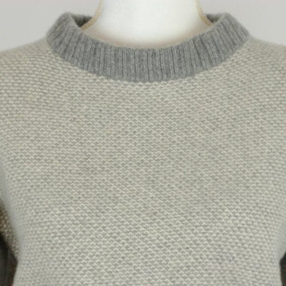 Krimson Klover Women's Large Cream Gray Wool & Cashmere Crew Neck Sweater - Picture 2 of 9